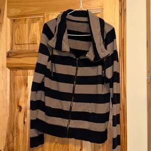 Calvin Klein Full Zip Tan and Black Top